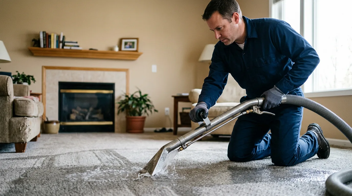 Water damage restoration technician working near Southport, ME